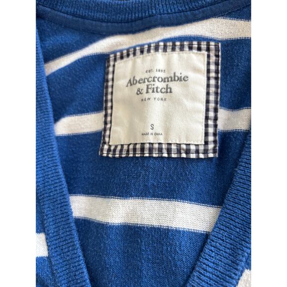 Abercrombie & Fitch Y2K Navy Striped Cardigan Sweater Small - Picture 3 of 7